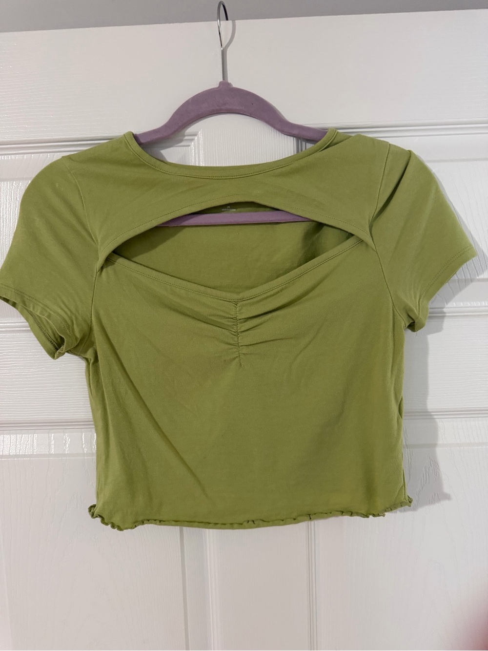 PacSun Olive Green Cutout Ruched Crop Top